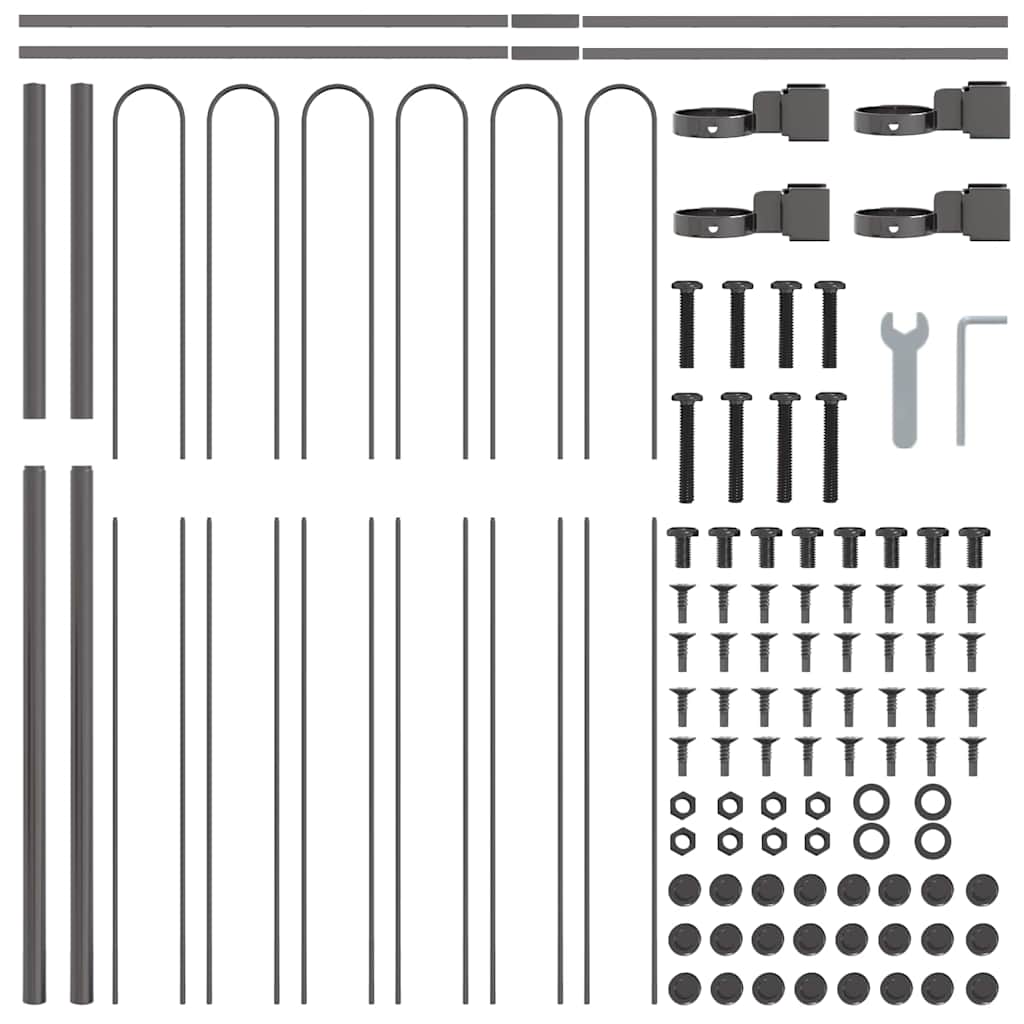 Recinzione da Giardino 4 Pezzi Acciaio Grigio 6,8 x 1,5 m