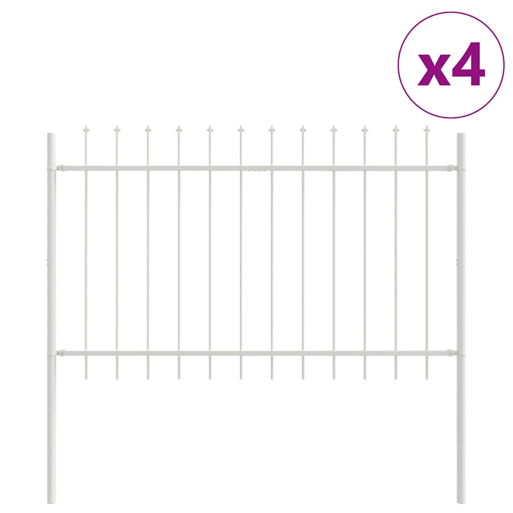 Recinzione per Giardino 4 pezzi Bianco 6,8 x 0,8 m Acciaio Verniciato