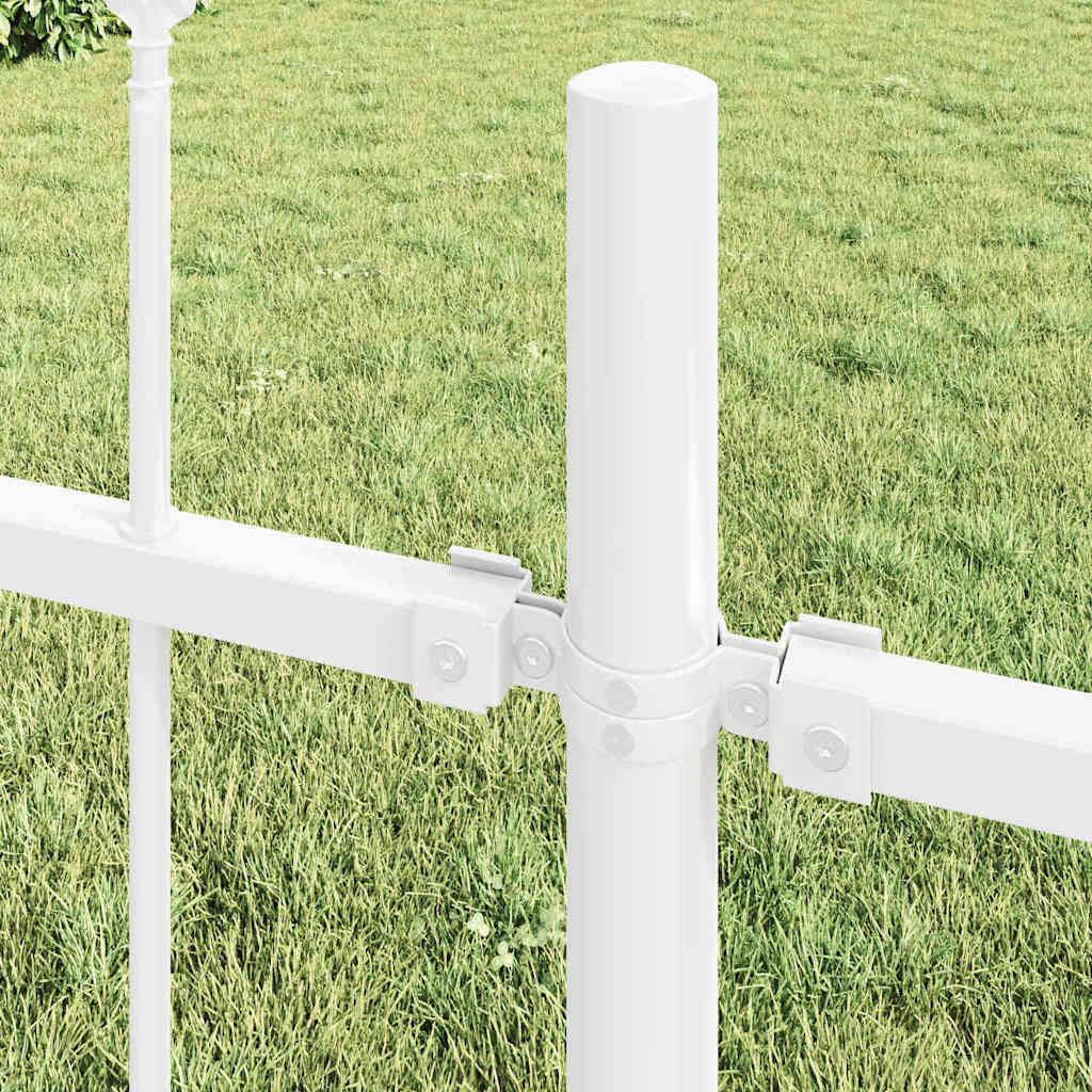 Recinzione per Giardino 4 pezzi Acciaio Bianco 6,8 x 1,2 m