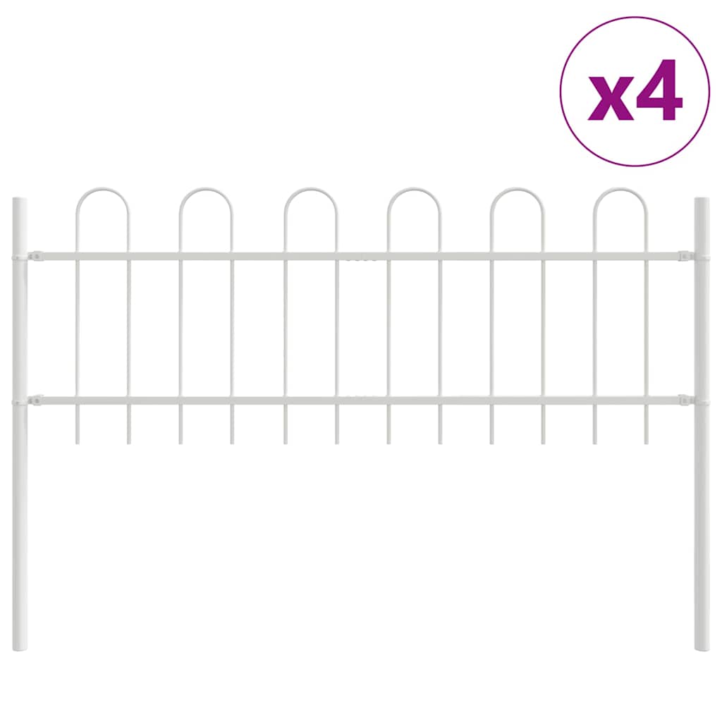 Recinzione per Giardino 4 pezzi Acciaio Bianco 6,8 x 0,6 m