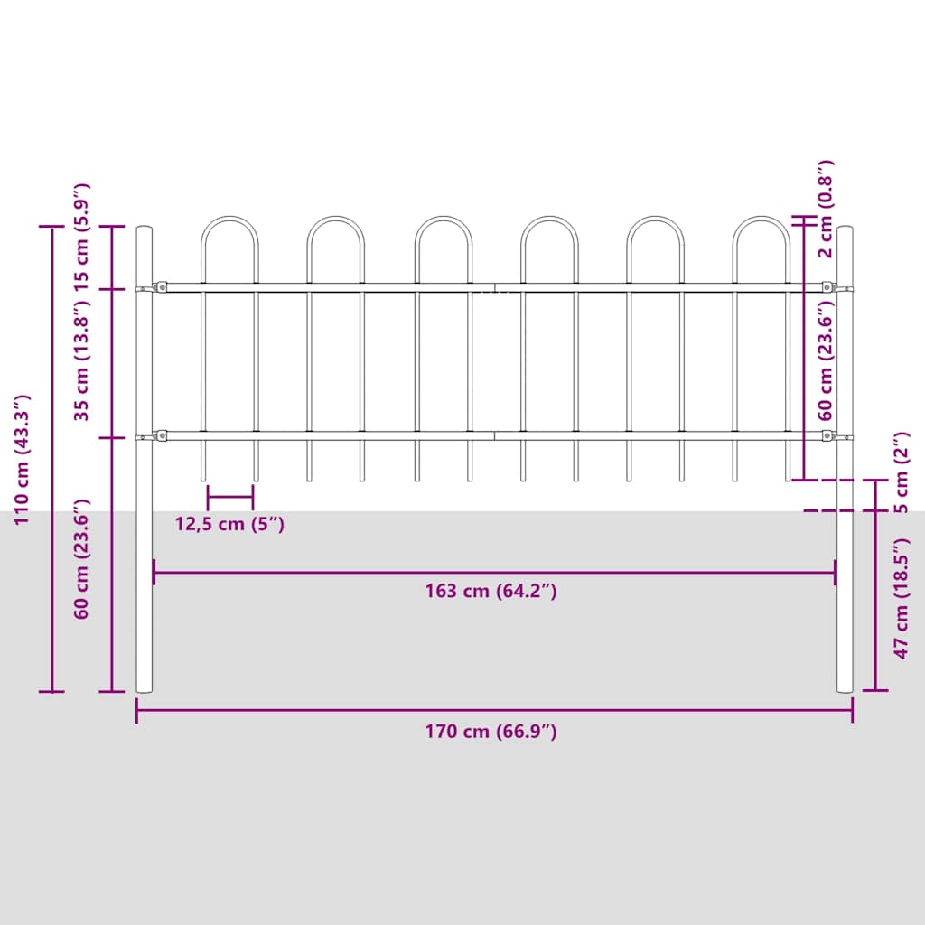 Recinzione per Giardino 4 pezzi Acciaio Bianco 6,8 x 0,6 m