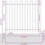 Recinzione per Giardino 4 pezzi Bianco 6,8 x 1 m Acciaio