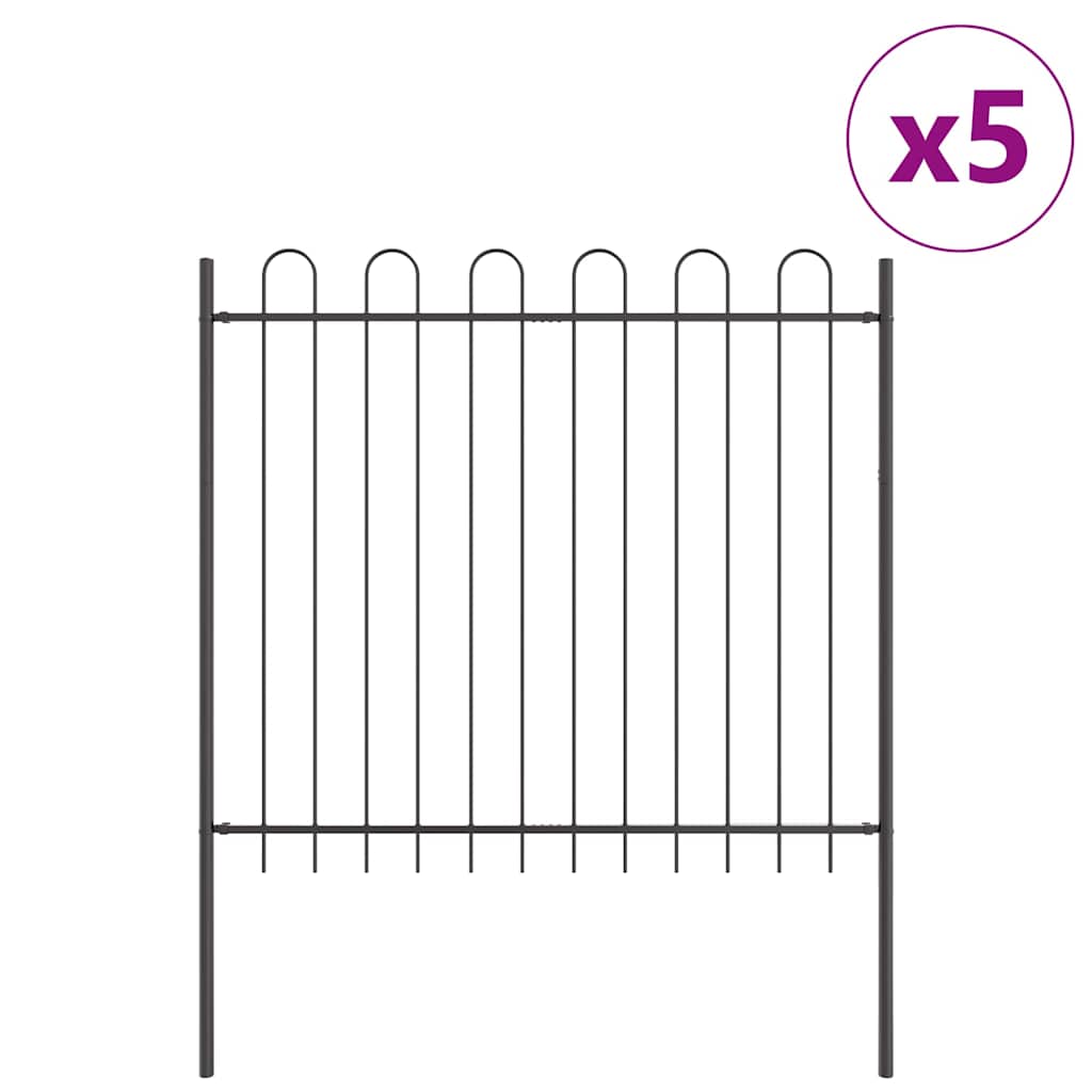 Recinzione per Giardino 5 pz Acciaio Grigio 850 x 200 cm