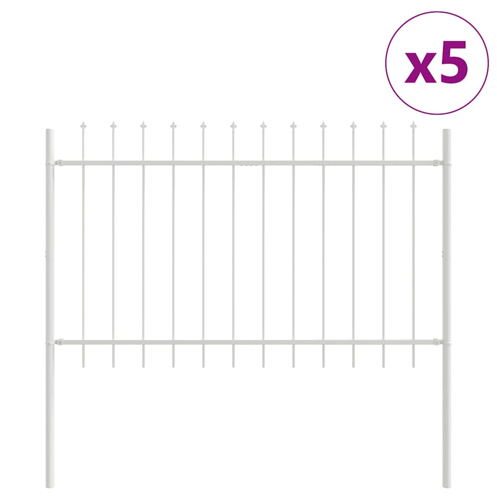 Recinzione per Giardino 5 Pezzi Acciaio Bianco 850 x 150 cm