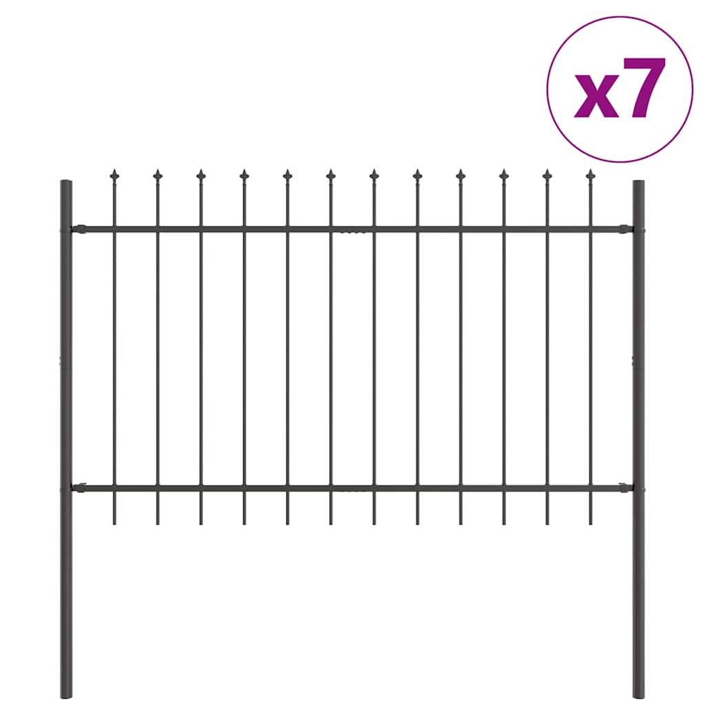 Recinzione per Giardino 7 Pannelli Acciaio Grigio 11,9 x 1,2 m