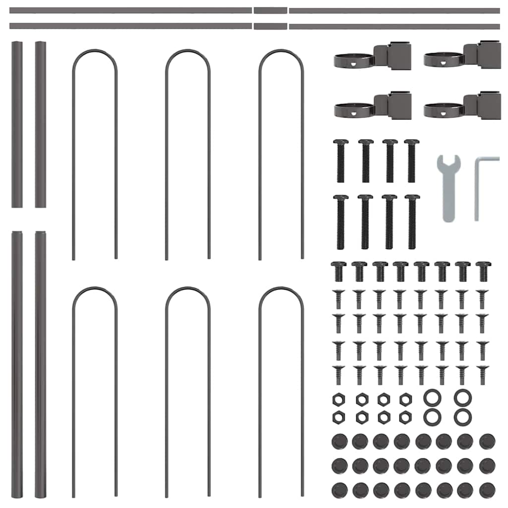 Recinzione per Giardino 7 pezzi Acciaio Verniciato Grigio 11,9 x 0,8 m