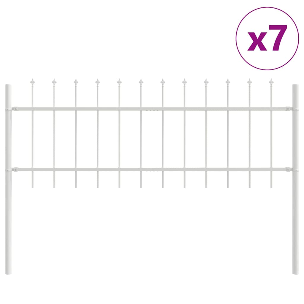 Recinzione per Giardino 7 Pezzi Acciaio Bianco 11,9 x 0,6 m