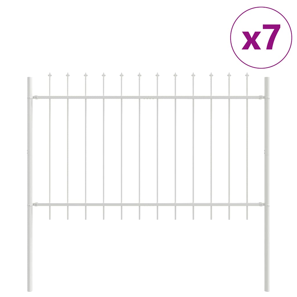 Recinzione per Giardino 7 pezzi Acciaio Verniciato Bianco 11,9 x 1 m