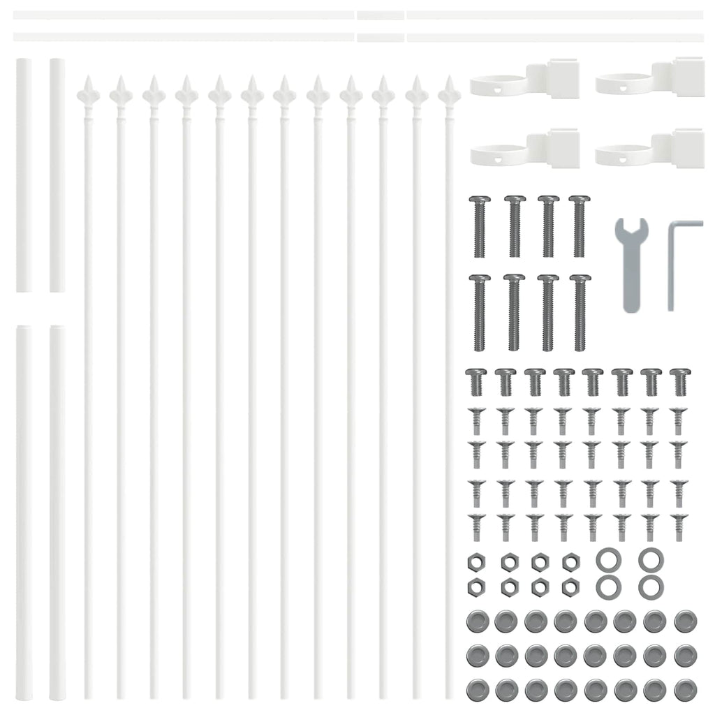 Recinzione per Giardino 7 pezzi Acciaio Bianco 11,9 x 1,2 m