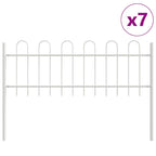 Recinzione per Giardino 7 pezzi Acciaio Bianco 11,9 x 0,6 m