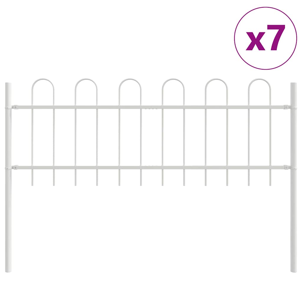 Recinzione per Giardino 7 pezzi Acciaio Bianco 11,9 x 0,6 m