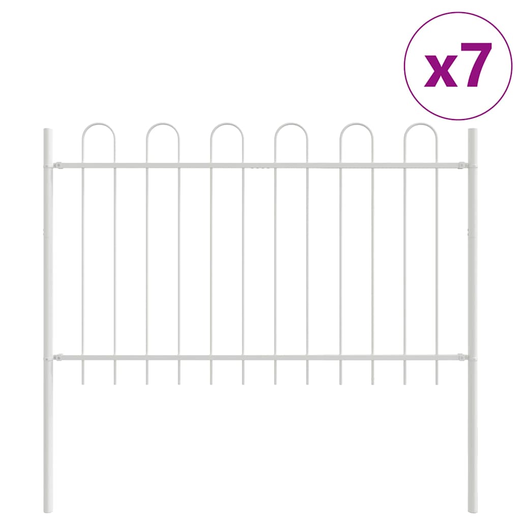 Recinzione per Giardino 7 pezzi Acciaio Verniciato Bianco 11,9 x 1 m