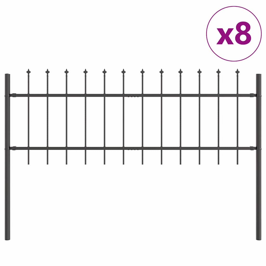 Recinzione per Giardino 8 pezzi Acciaio Grigio 13,6 x 0,6 m