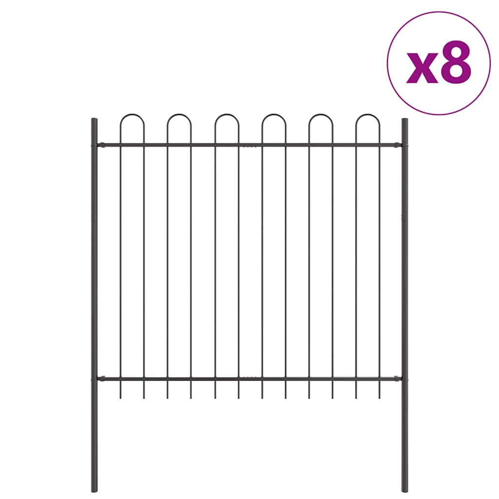 Recinzione per Giardino 8 pcs Grigio 13,6 x 1,5 m - Acciaio Verniciato
