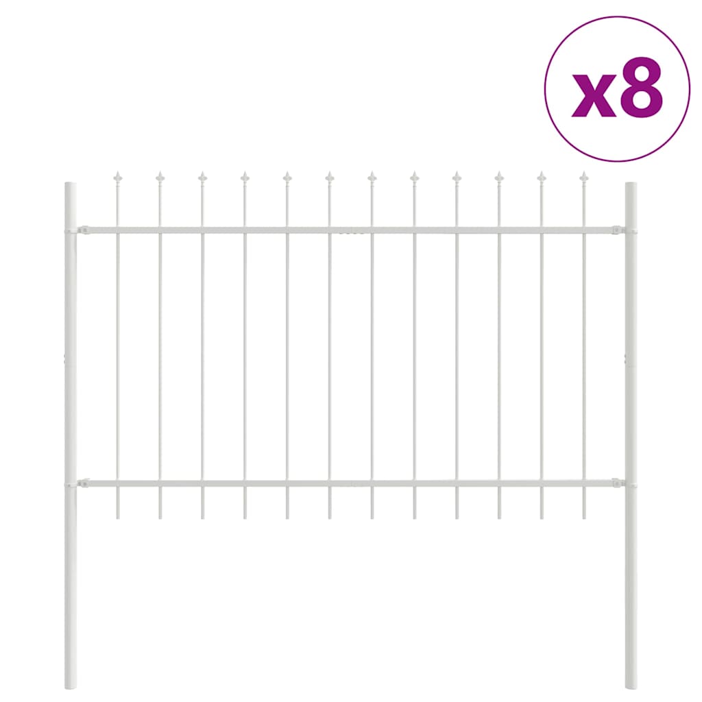 Recinzione per Giardino 8 pezzi Acciaio Bianco 13,6 x 1 m
