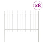 Recinzione per Giardino 8 pezzi Acciaio Bianco 13,6 x 1,2 m