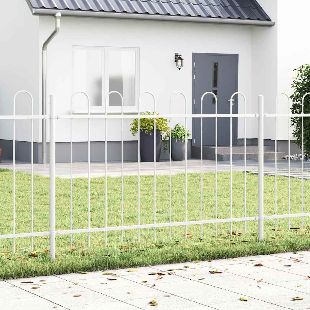 Recinzione per Giardino 8 pezzi Acciaio Bianco 13,6 x 1 m