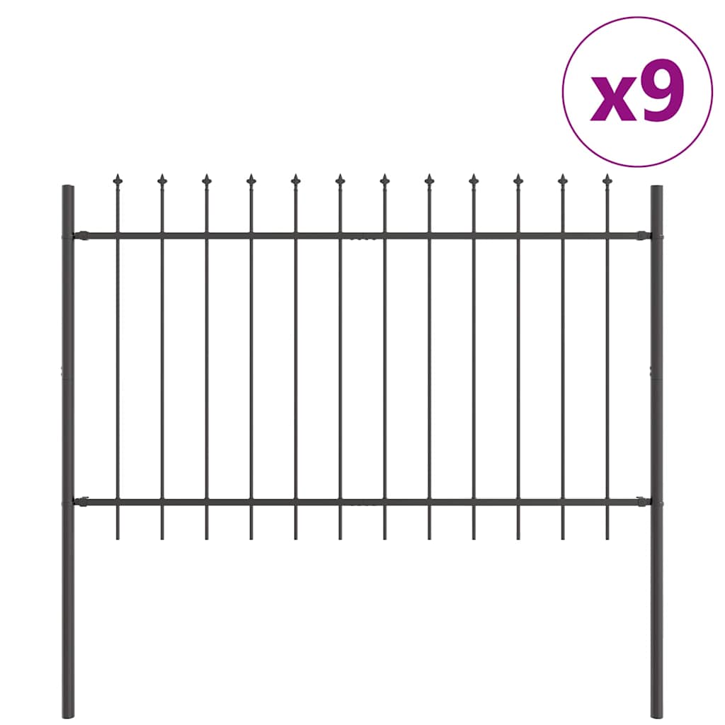 Recinzione per Giardino 9 pcs Grigio 15,3 x 0,8 m