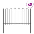 Recinzione per Giardino 9 pezzi Acciaio Grigio 15,3 x 1 m