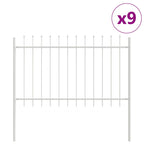 Recinzione per Giardino 9 pcs Bianco 15,3 x 1 m Acciaio Verniciato