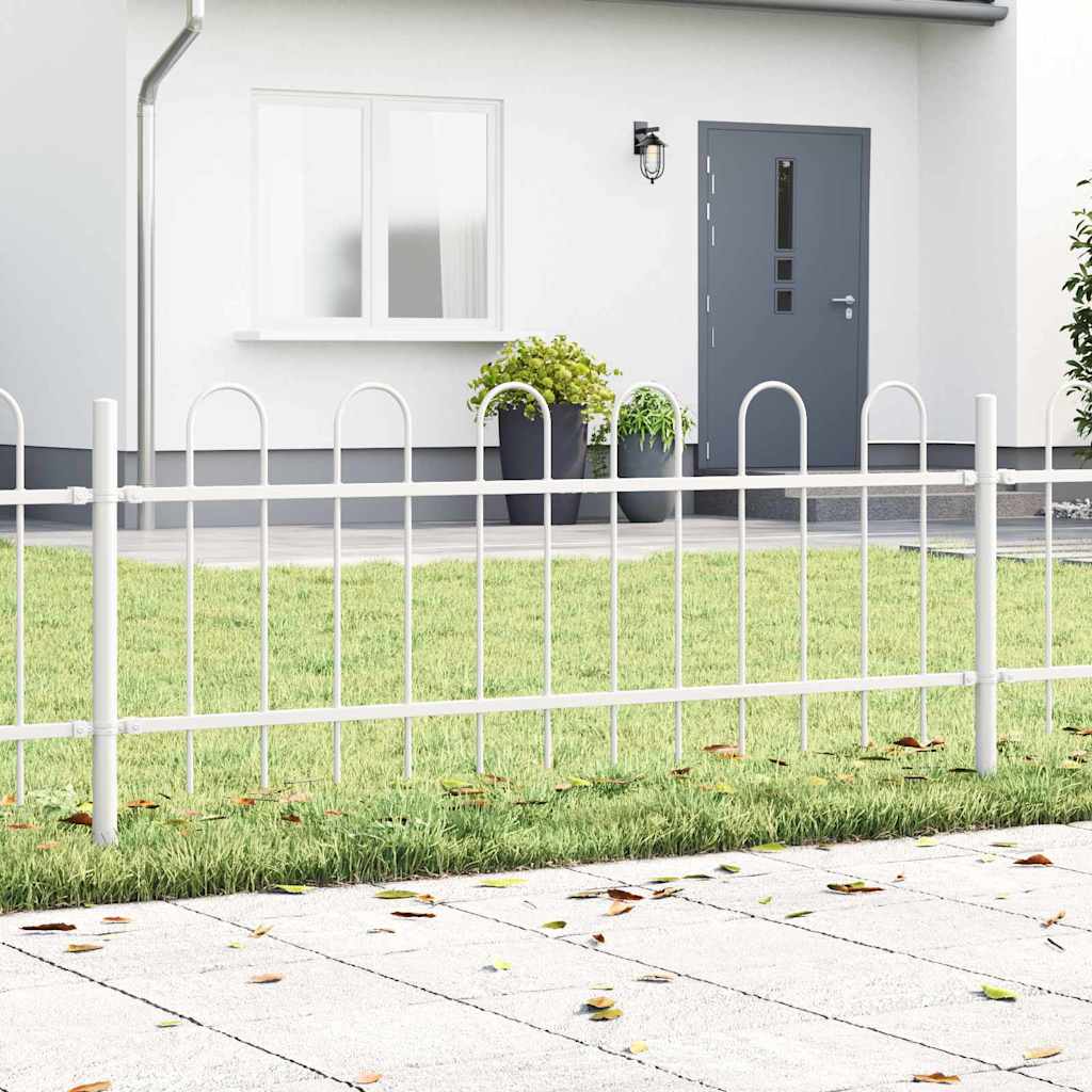 Recinzione per Giardino 9 pcs Acciaio Verniciato Bianco 15,3 x 0,6 m