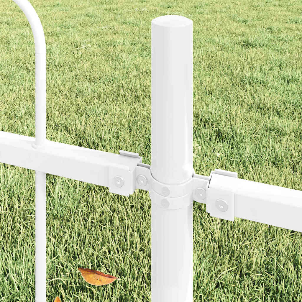 Recinzione per Giardino 9 pz Acciaio Bianco 15,3 x 1 m