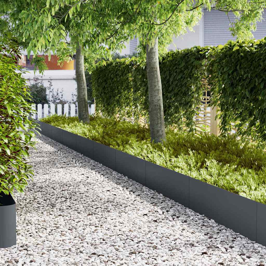 Bordura per Prato 10 pezzi Acciaio Antracite 100 x 30 cm
