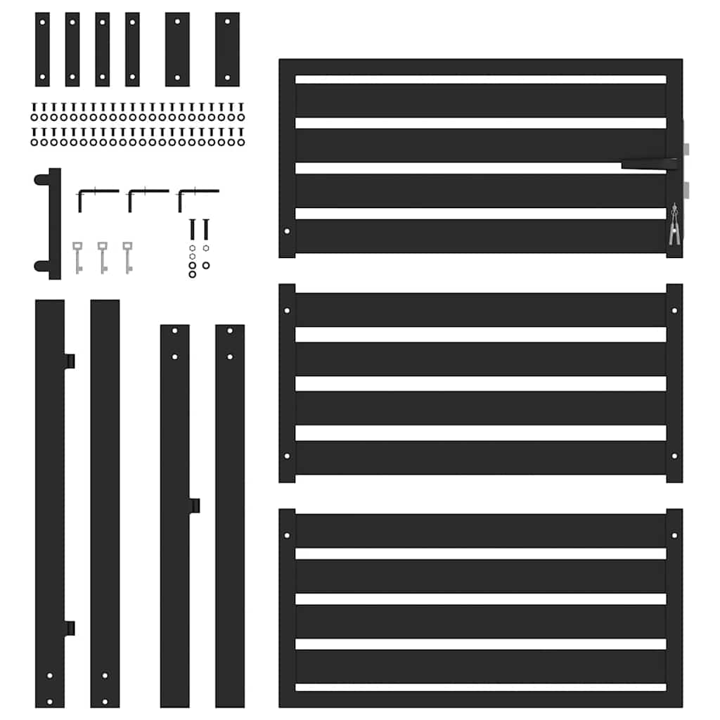 Cancello da Giardino con Serratura Nero 100x120 cm Alluminio