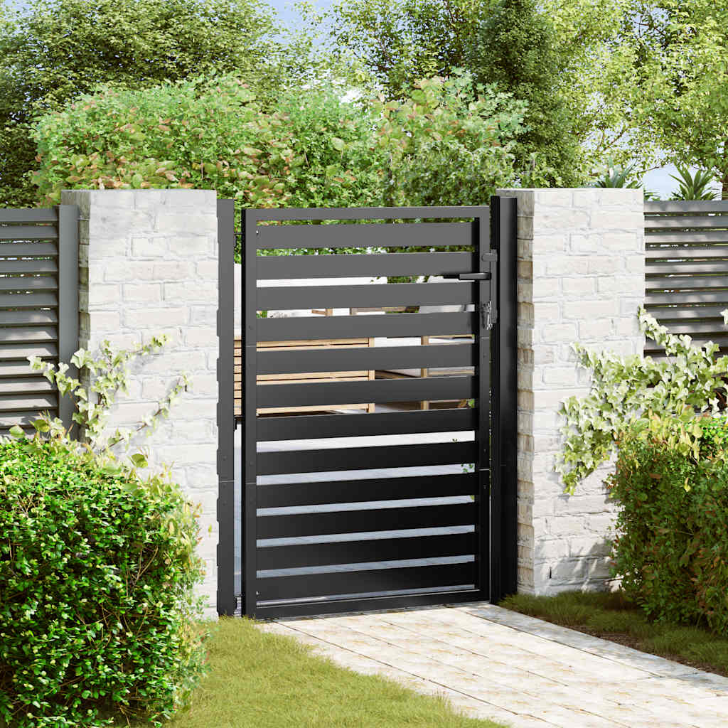 Cancello da Giardino con Serratura Nero 100x120 cm Alluminio