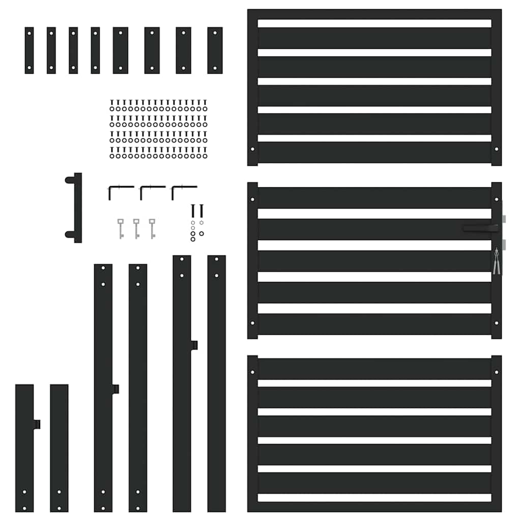 Cancello da Giardino con Serratura Nero 100x150 cm Alluminio