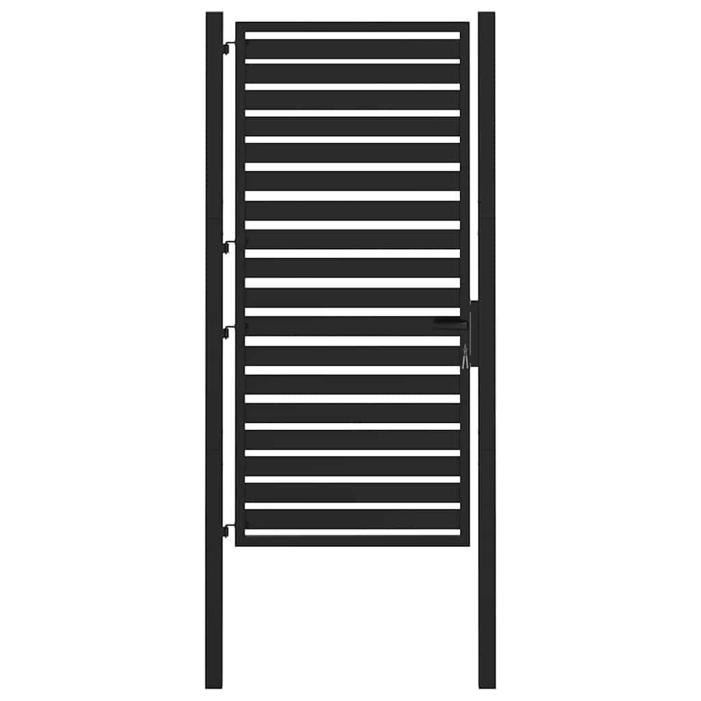 Cancello da Giardino con Serratura Nero 100x180 cm Alluminio