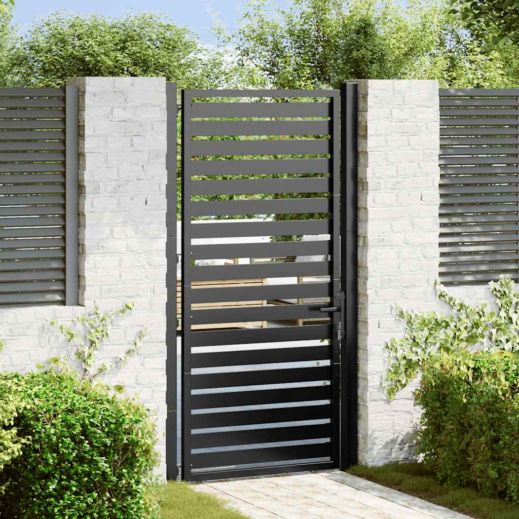 Cancello da Giardino con Serratura Nero 100x180 cm Alluminio