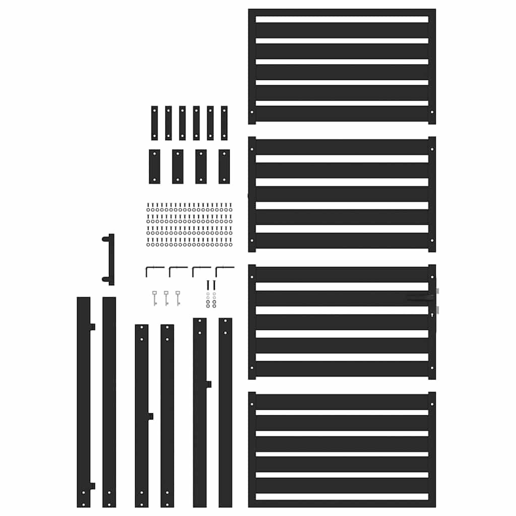 Cancello da Giardino con Serratura Nero 100x200 cm Alluminio