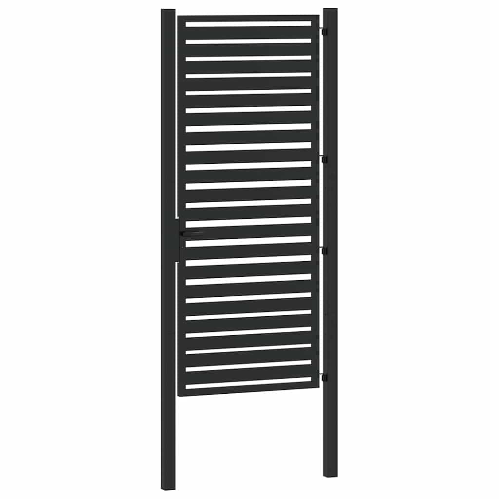 Cancello da Giardino con Serratura Nero 100x200 cm Alluminio