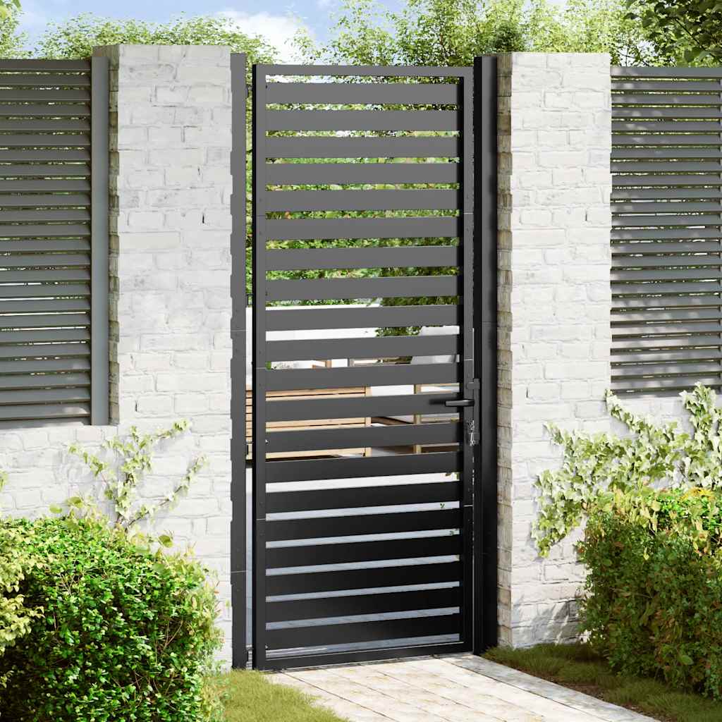 Cancello da Giardino con Serratura Nero 100x200 cm Alluminio