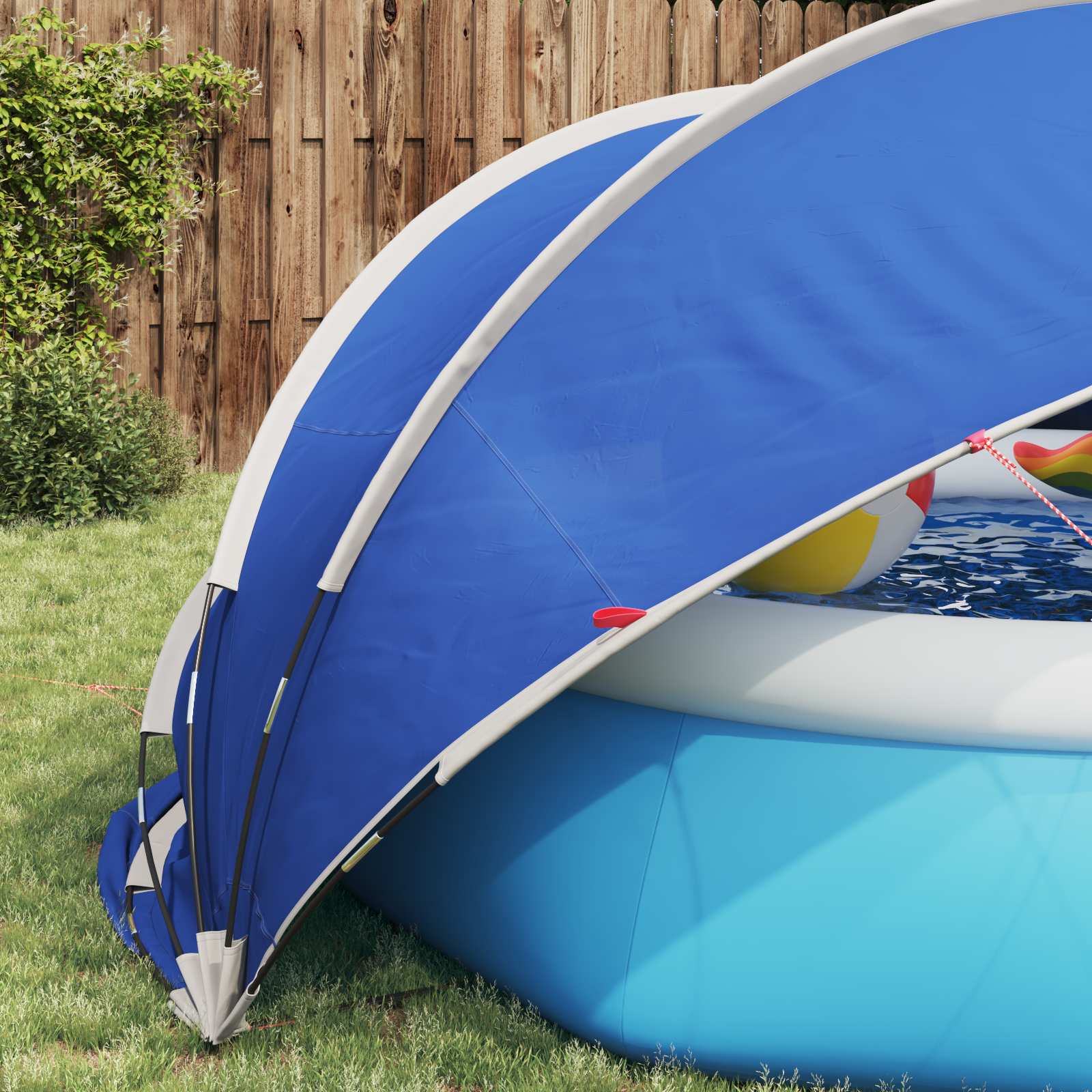 Dome Piscina Pieghevole 336 x 322 x 160 cm Blu Azzurro