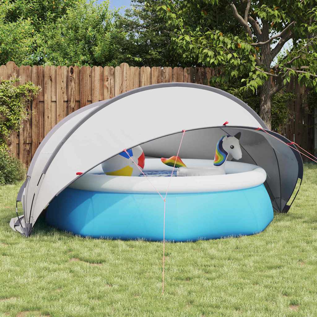 Dome Piscina Pieghevole Grigio e Arancione 336 x 322 x 160 cm