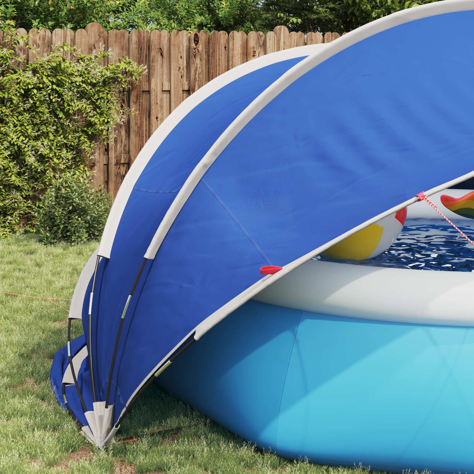 Dome Pieghevole per Piscina 405 x 405 x 192 cm Blu Azzurro