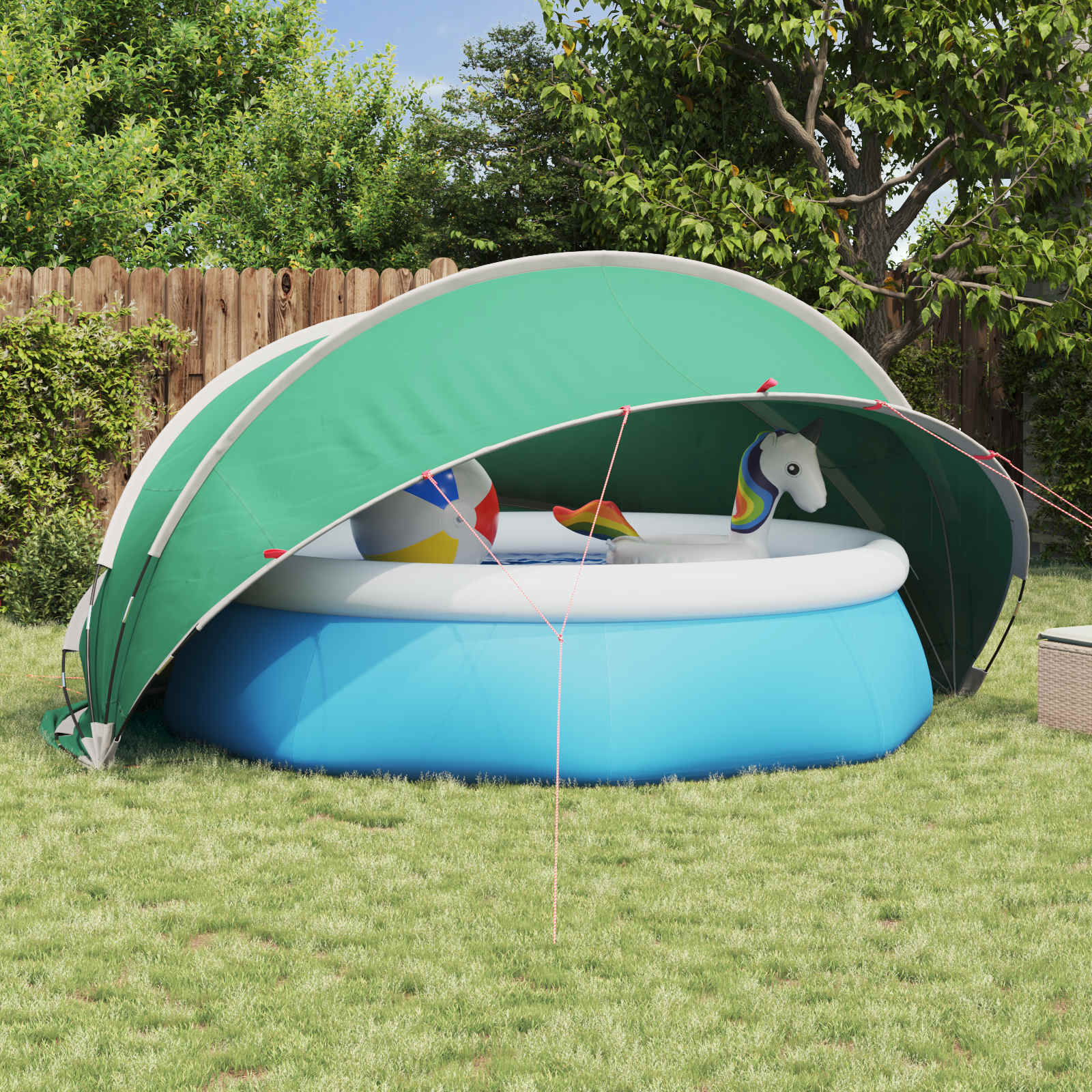 Dome Pieghevole per Piscina 405 x 405 x 192 cm Verde Mare