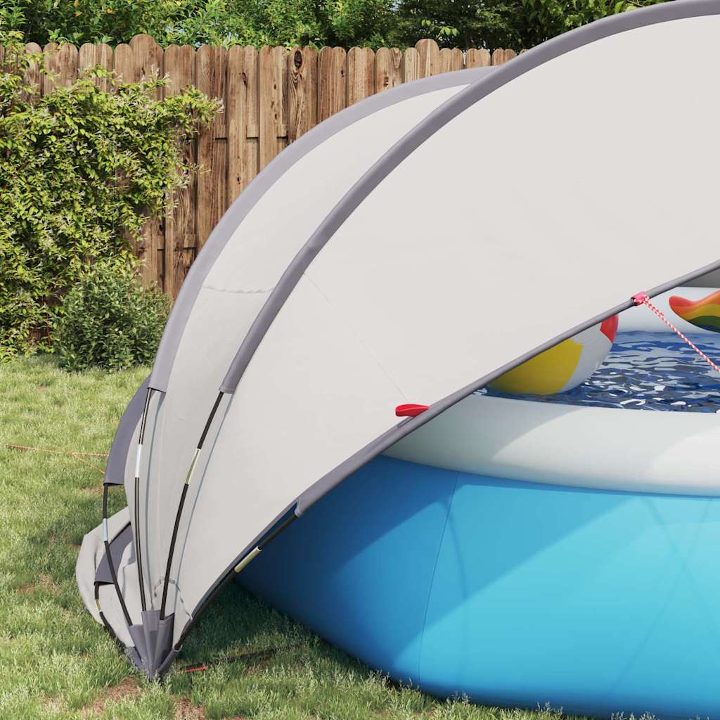 Dome Piscina Pieghevole Grigio e Arancione 405 x 405 x 192 cm