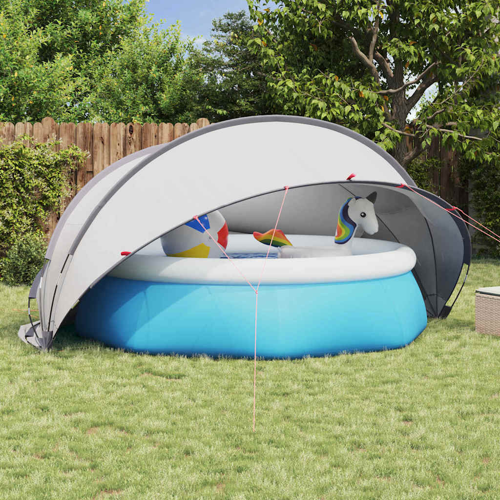 Dome Piscina Pieghevole Grigio e Arancione 405 x 405 x 192 cm