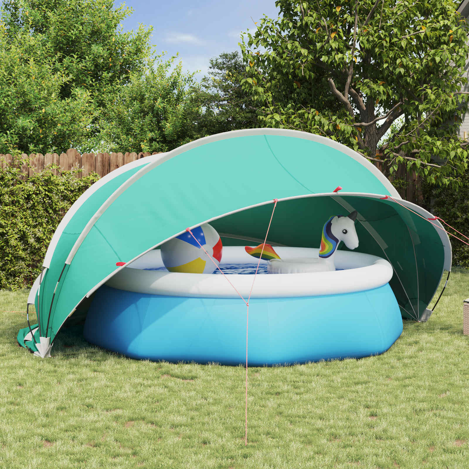 Dome Pieghevole per Piscina 472 x 460 x 229 cm Verde Mare