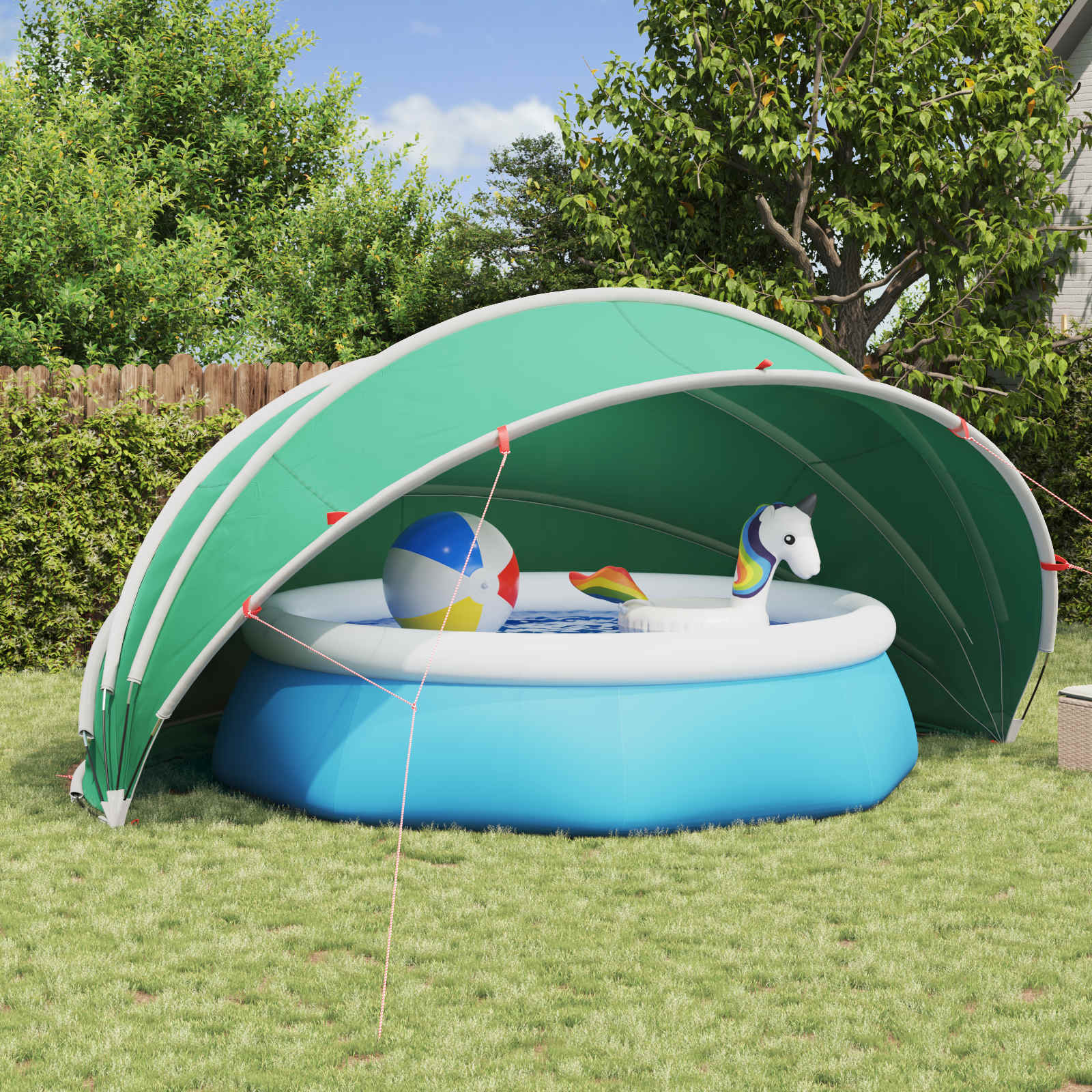 Dome Pieghevole per Piscina 500 x 500 x 236 cm Verde Mare