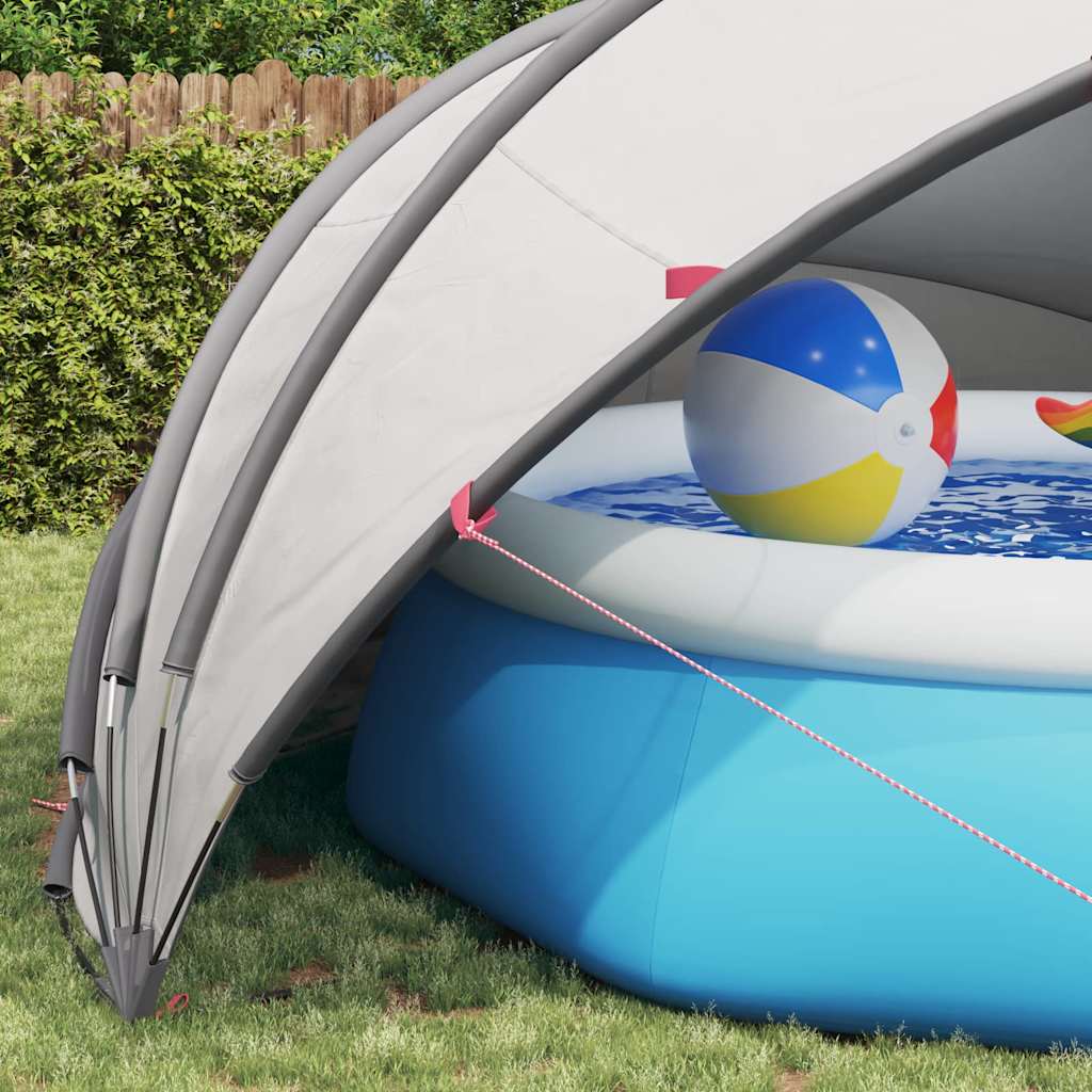 Dome Protezione Piscina Pieghevole Grigio e Arancione 500x500x236 cm