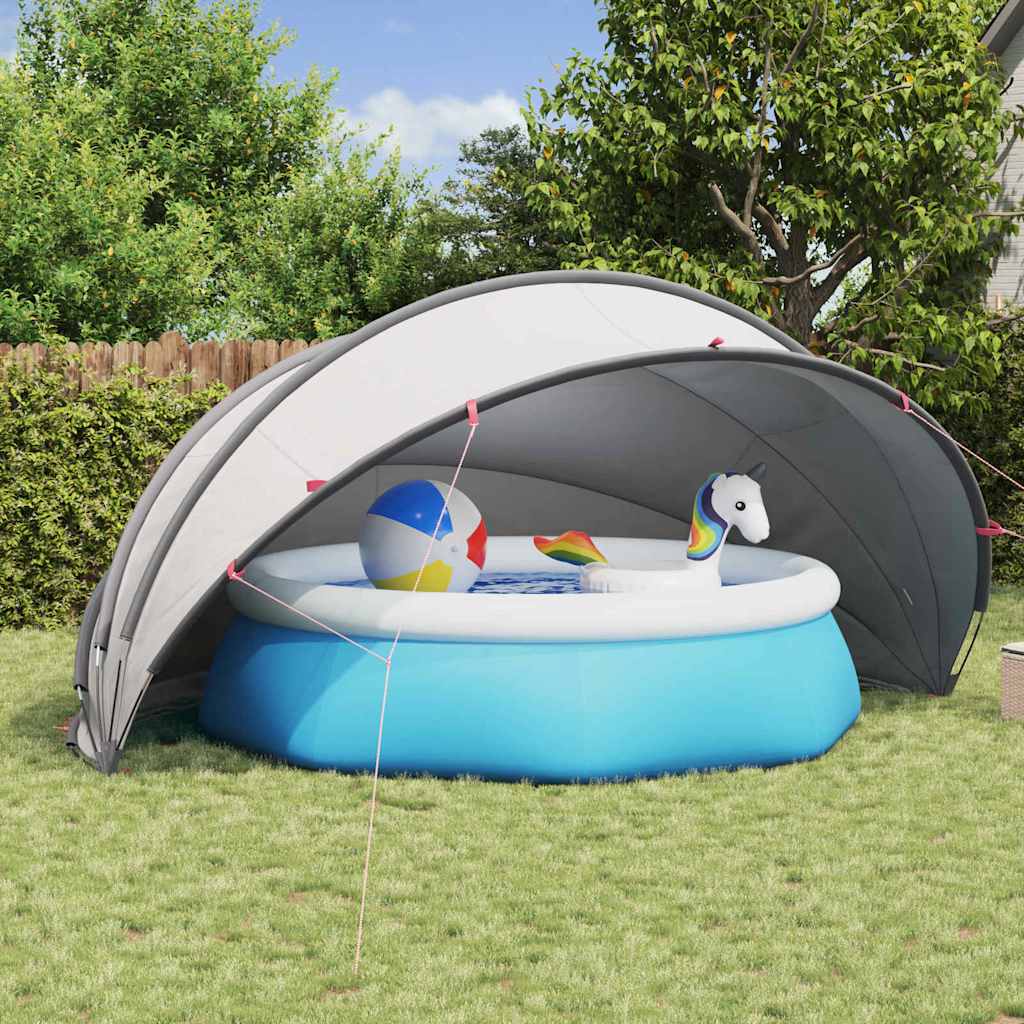 Dome Protezione Piscina Pieghevole Grigio e Arancione 500x500x236 cm
