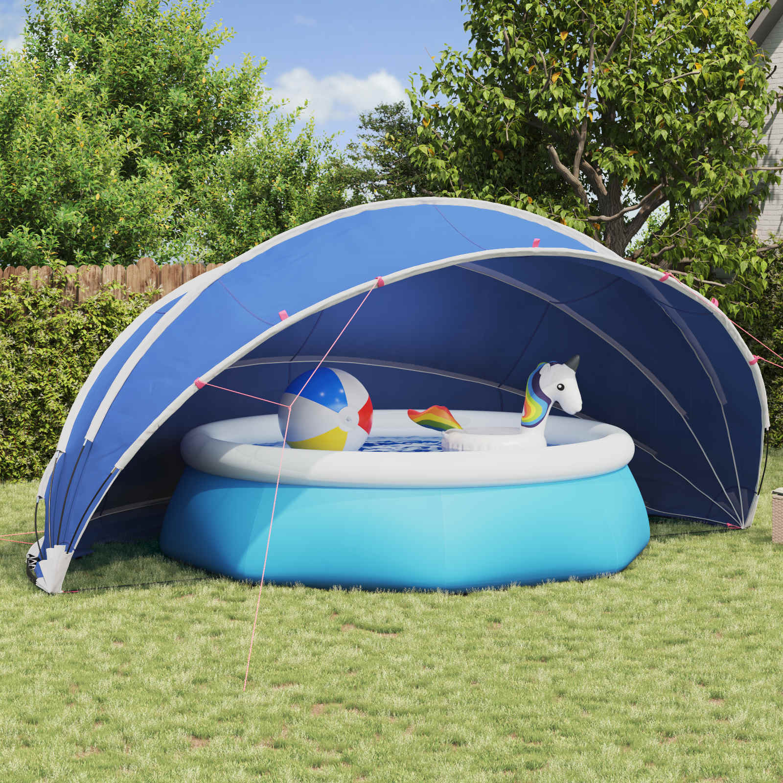 Dome Pieghevole per Piscina 546 x 516 x 250 cm Blu Azzurro