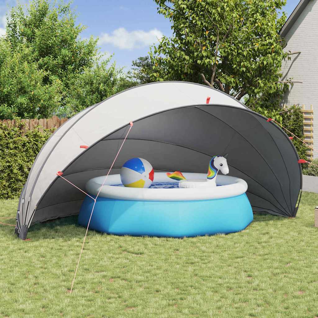 Dome Piscina Grigio e Arancione 592 x 590 x 275 cm Pieghevole