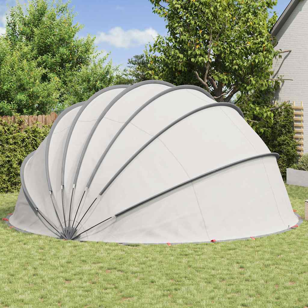 Dome Piscina Grigio e Arancione 592 x 590 x 275 cm Pieghevole