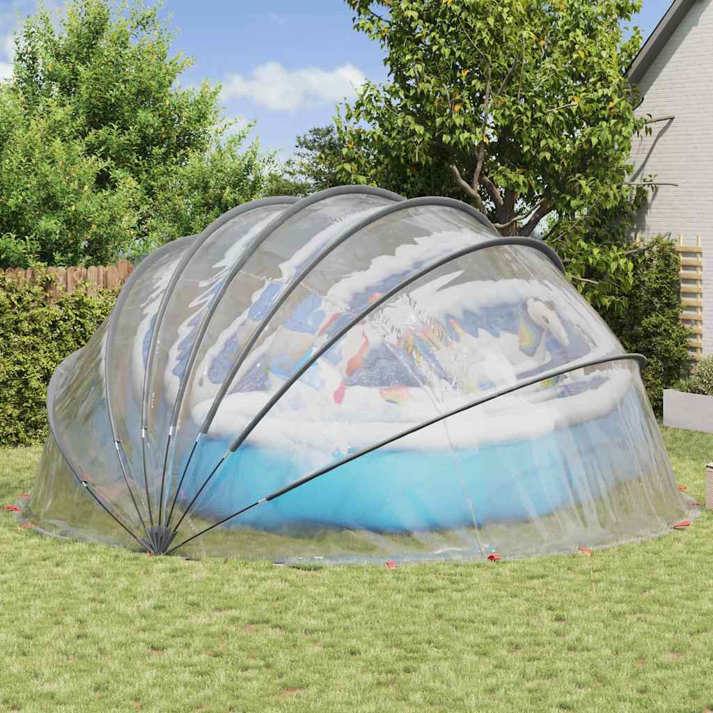 Dome Piscina Trasparente 592 x 590 x 275 cm PVC Pieghevole
