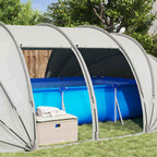 Tenda da piscina a cupola grigio 538 x 440 x 204 cm